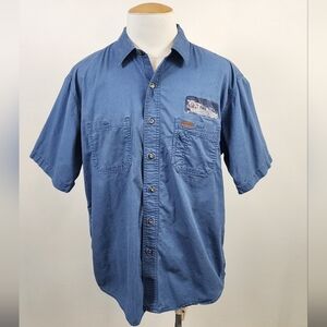 Carhartt Men's Blue Workwear Button Front Short Sleeve Collar Shirt Top, sz XL